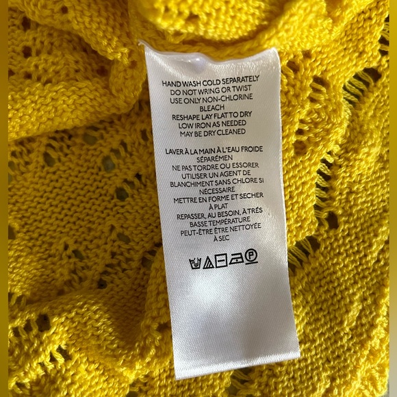 NWT Anthropologie Pointelle Sweater Scallop Hem Knit Maize Yellow Gold Size XL - Picture 10 of 13